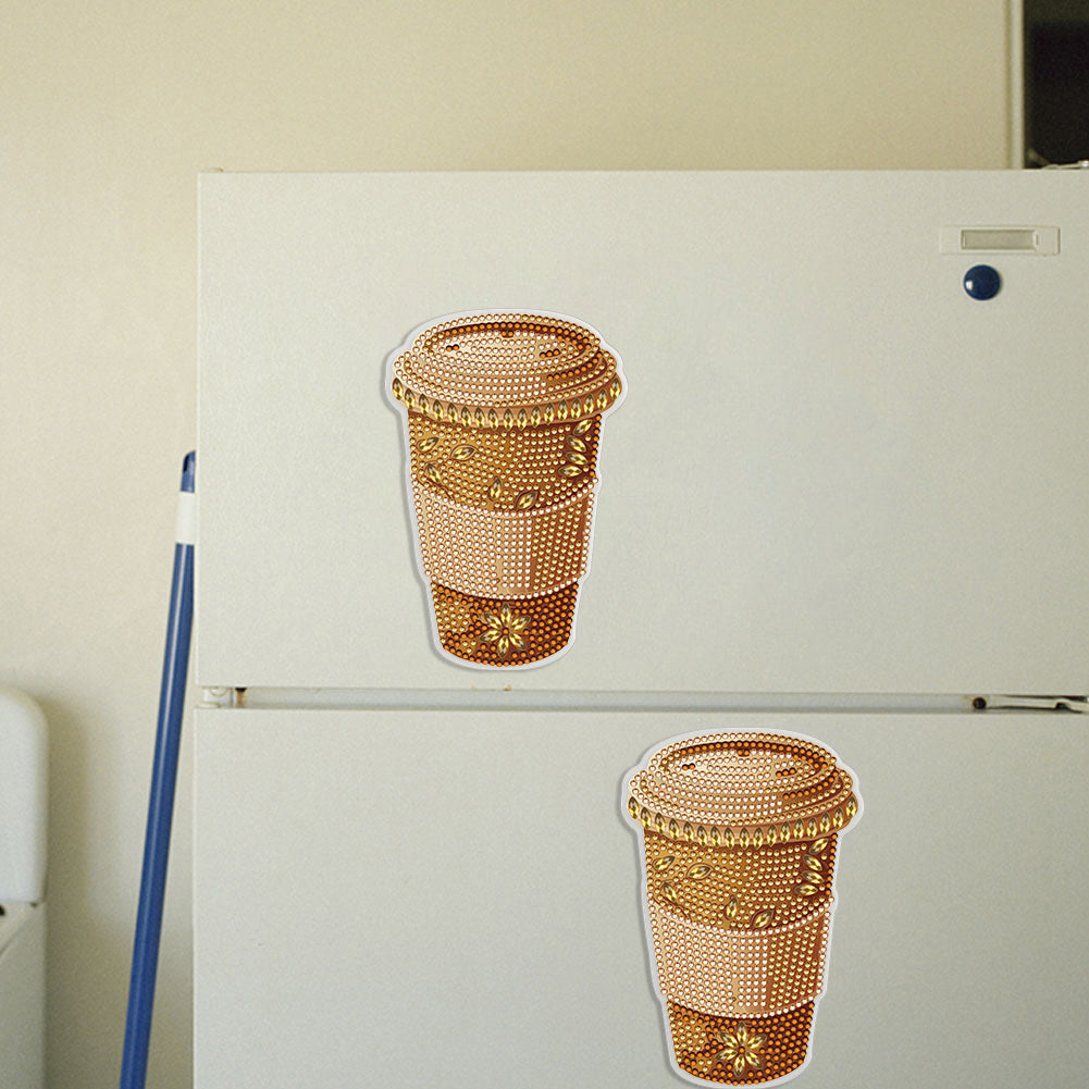 Round+Special Shape Diamond Art Fridge Magnets Sticker (Coffee Cup)