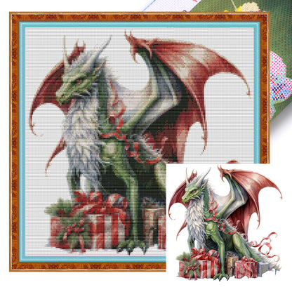 Christmas Pterosaur - 18CT Stamped Cross Stitch 30*30CM