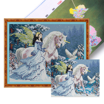 Elf Riding A Unicorn - 14CT Stamped Cross Stitch 62*51CM(Joy Sunday)