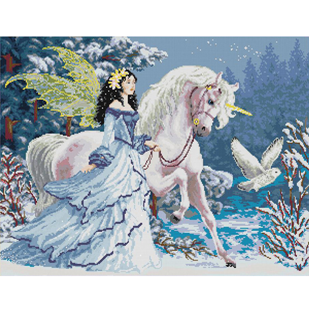 Elf Riding A Unicorn - 14CT Stamped Cross Stitch 62*51CM(Joy Sunday)