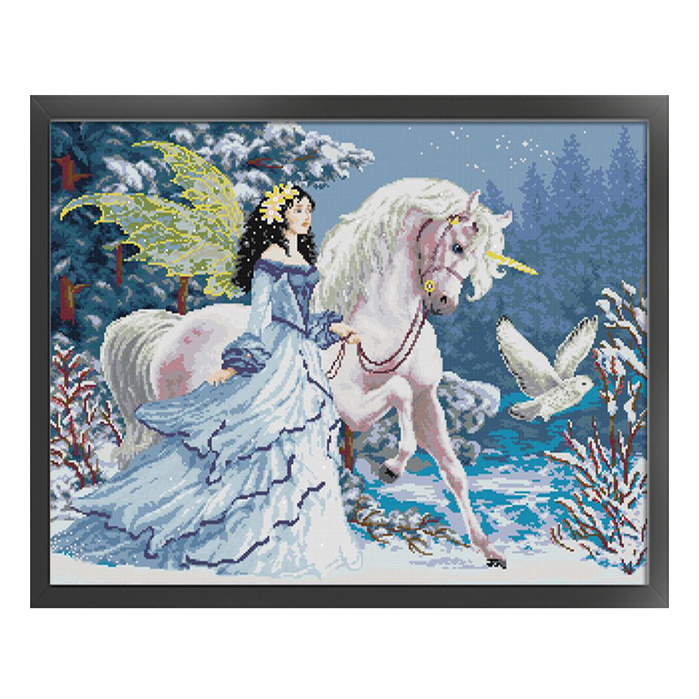 Elf Riding A Unicorn - 14CT Stamped Cross Stitch 62*51CM(Joy Sunday)