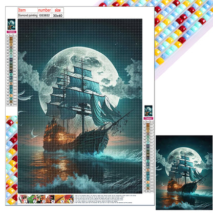 Sea Sailing Boat - Full Square Drill Diamond Painting 30*40CM