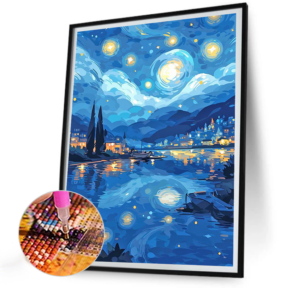 Starry Sky Over River - Full Round Drill Diamond Painting 30*40CM