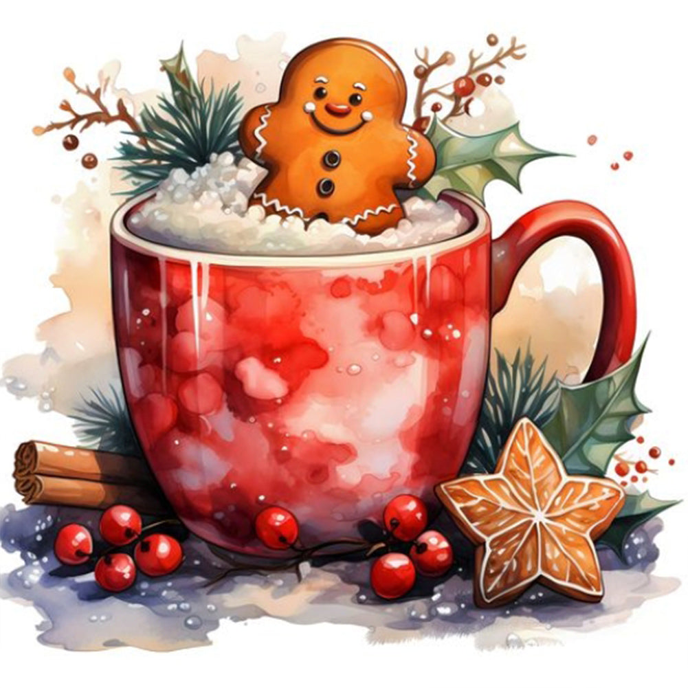 Christmas Cup Drink - Full Round Drill Diamond Painting 30*30CM