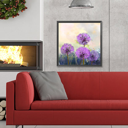 Purple Dandelion - Full Round Drill Diamond Painting 30*30CM