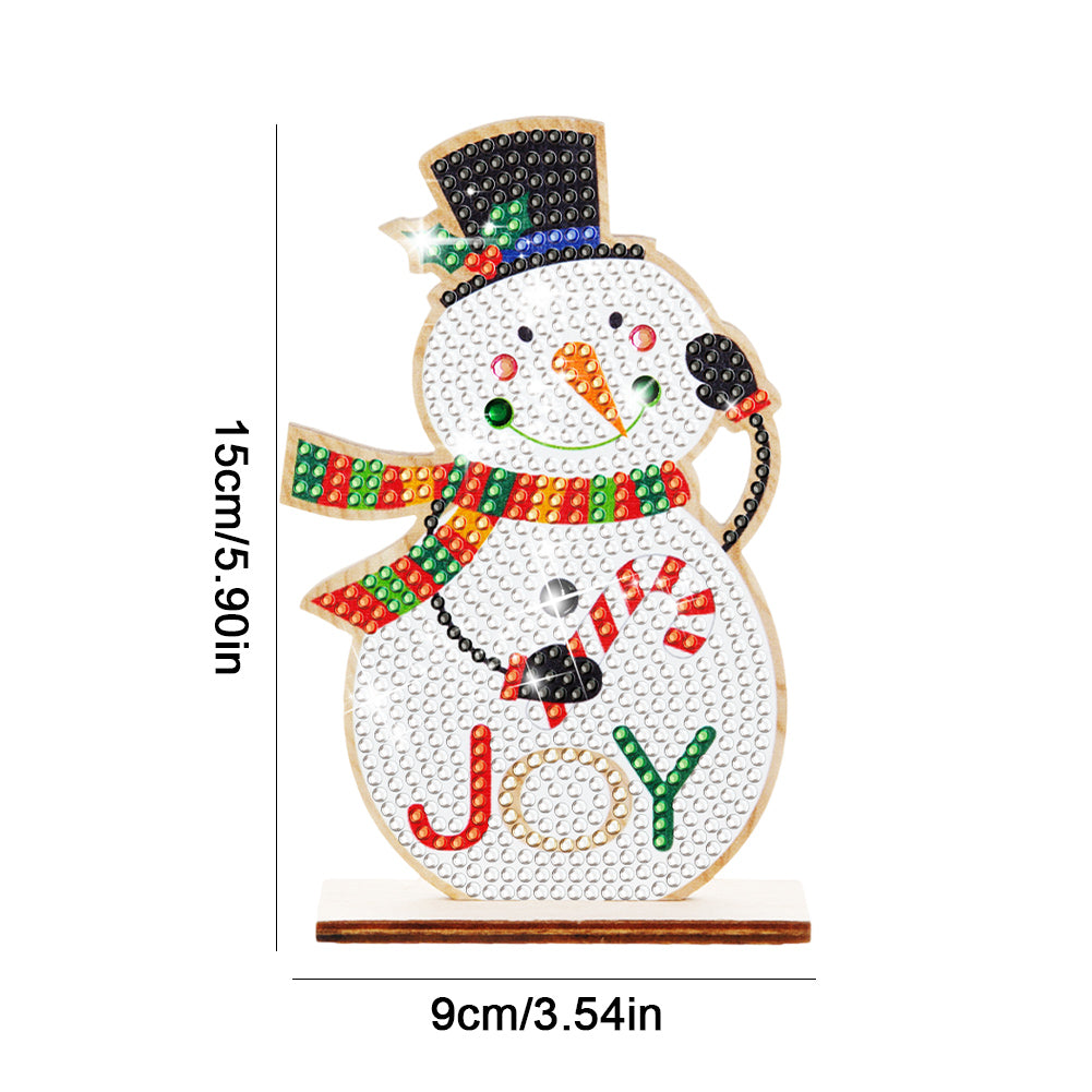 Christmas Wooden Diamond Art Tabletop Decorations for Office Decor(Xmas Snowman)