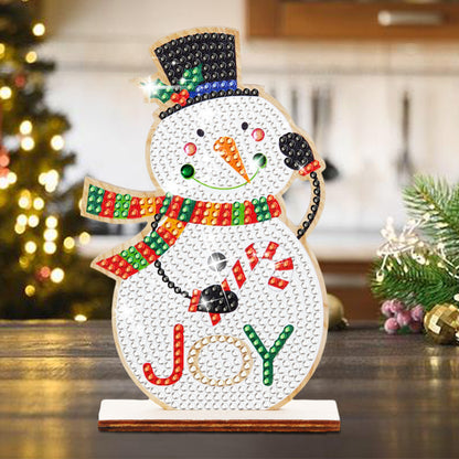 Christmas Wooden Diamond Art Tabletop Decorations for Office Decor(Xmas Snowman)