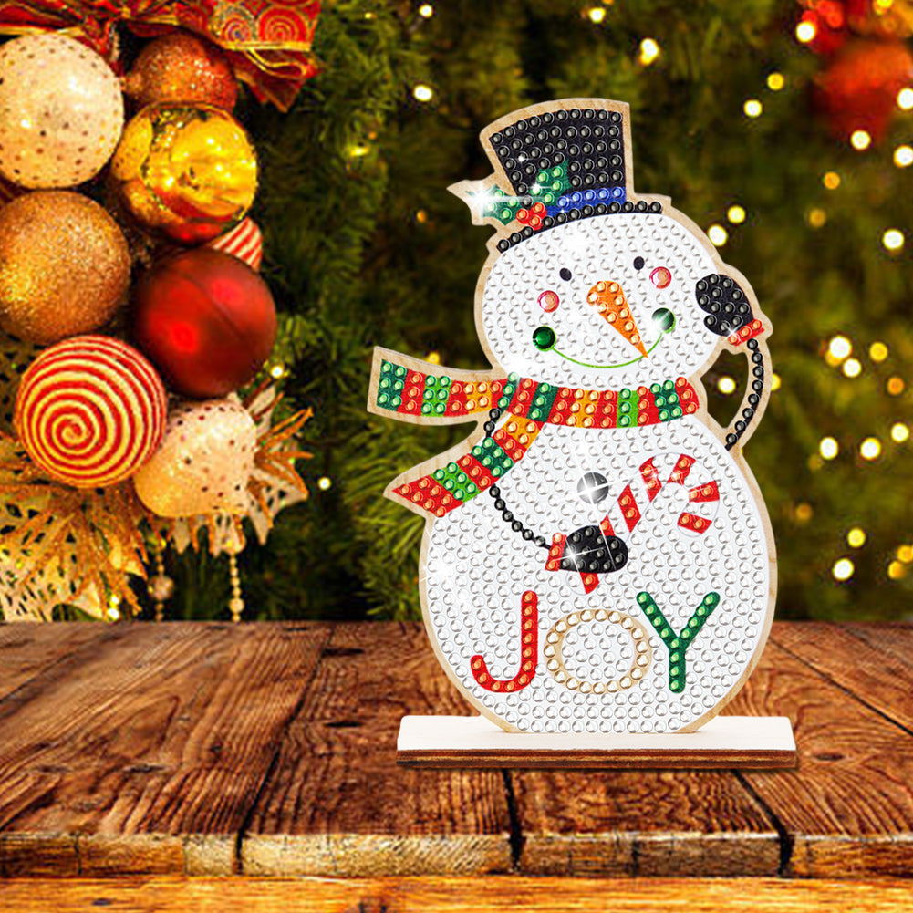 Christmas Wooden Diamond Art Tabletop Decorations for Office Decor(Xmas Snowman)