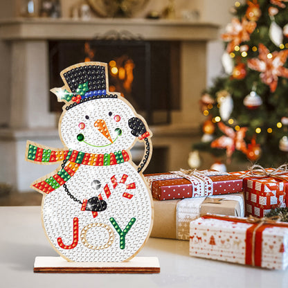 Christmas Wooden Diamond Art Tabletop Decorations for Office Decor(Xmas Snowman)