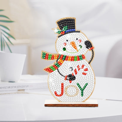 Christmas Wooden Diamond Art Tabletop Decorations for Office Decor(Xmas Snowman)