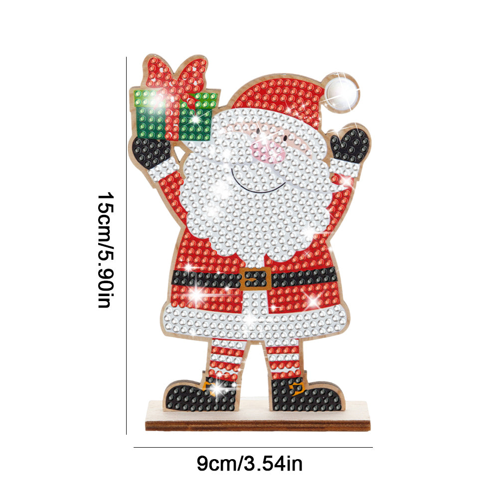 Christmas Wooden Diamond Art Tabletop Decorations for Office Decor (Santa)