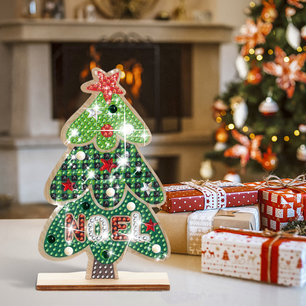 Christmas Wooden Diamond Art Tabletop Decorations for Office Decor (Xmas Tree)