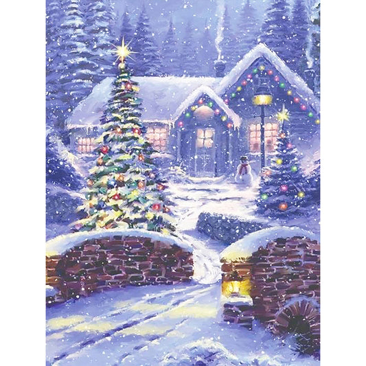 Christmas Snow Scene - Full Round Drill Diamond Painting 30*40CM