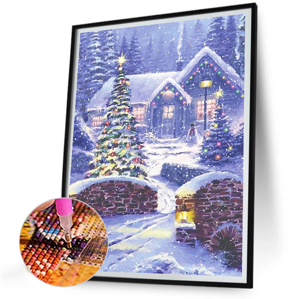 Christmas Snow Scene - Full Round Drill Diamond Painting 30*40CM