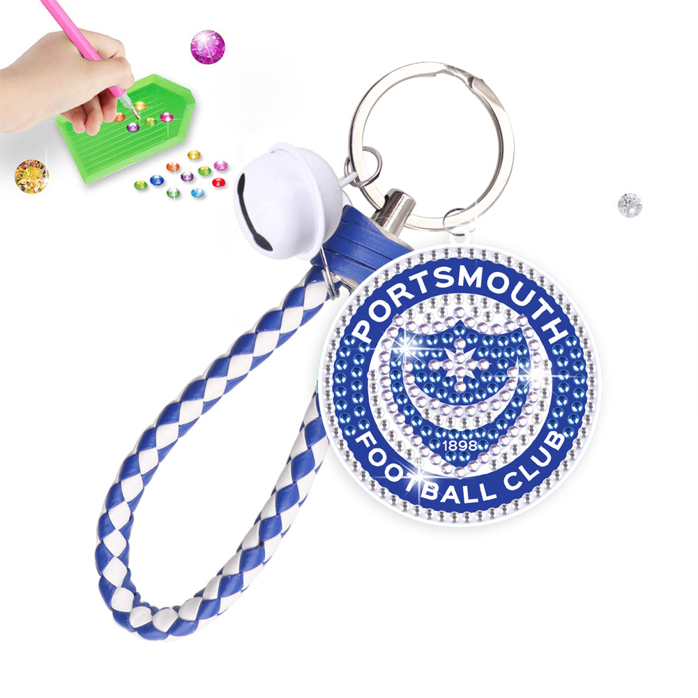 Double Sided Rhinestone Painting Keychain Pendant for Kid Adult(Portsmouth F.C.)