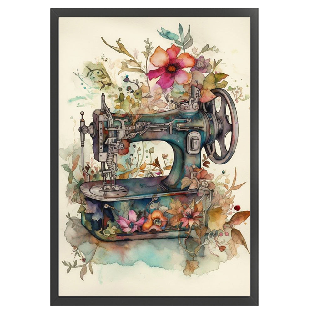 Retro Poster - Sewing Machine - 11CT Stamped Cross Stitch 40*60CM