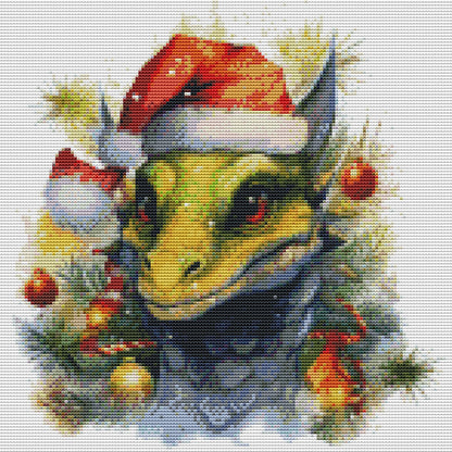 Christmas Wreath Pterosaur - 11CT Stamped Cross Stitch 40*40CM