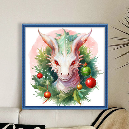 Christmas Wreath Pterosaur - 11CT Stamped Cross Stitch 40*40CM