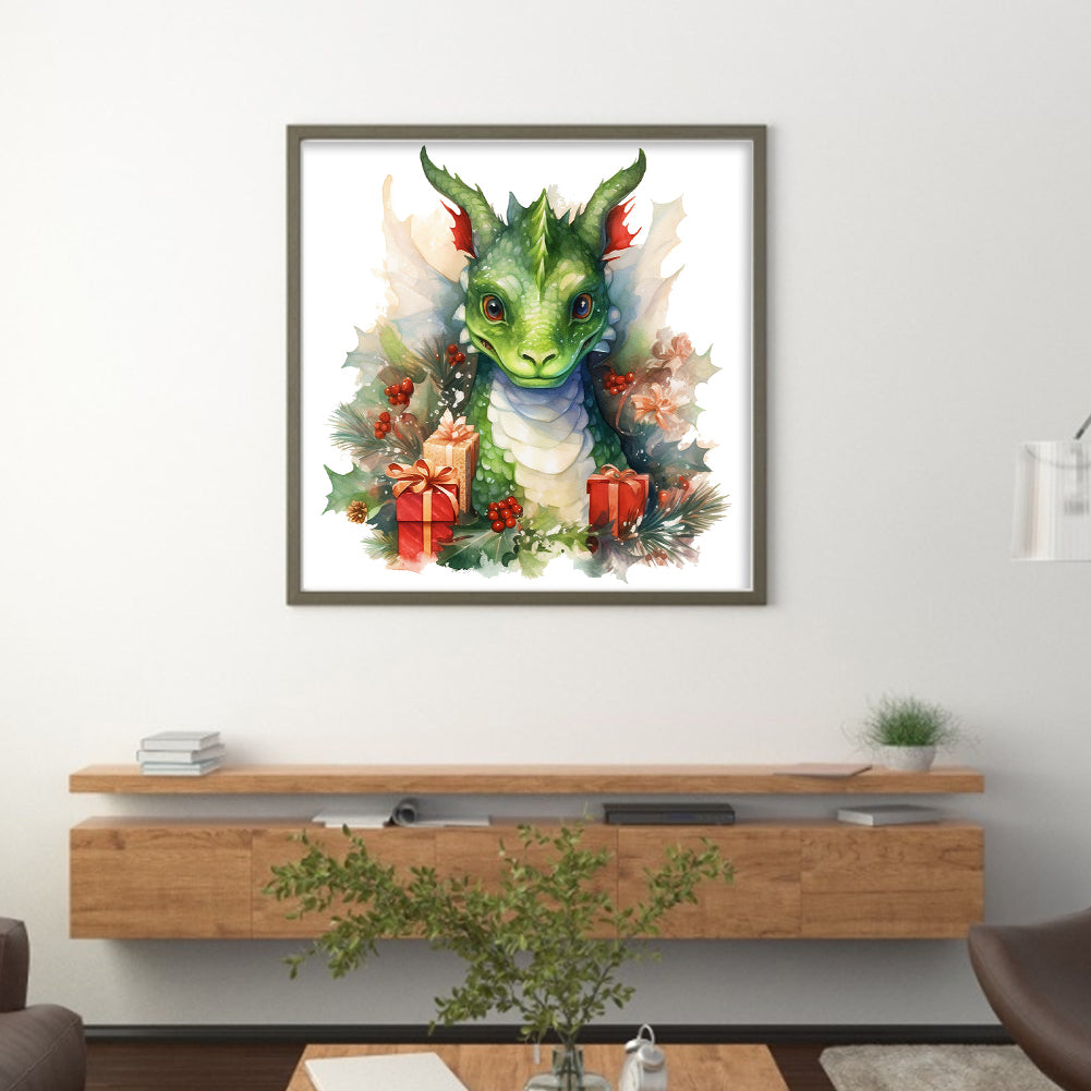 Christmas Wreath Pterosaur - 11CT Stamped Cross Stitch 40*40CM