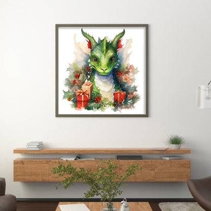 Christmas Wreath Pterosaur - 11CT Stamped Cross Stitch 40*40CM