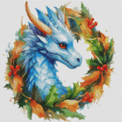 Christmas Wreath Pterosaur - 11CT Stamped Cross Stitch 40*40CM