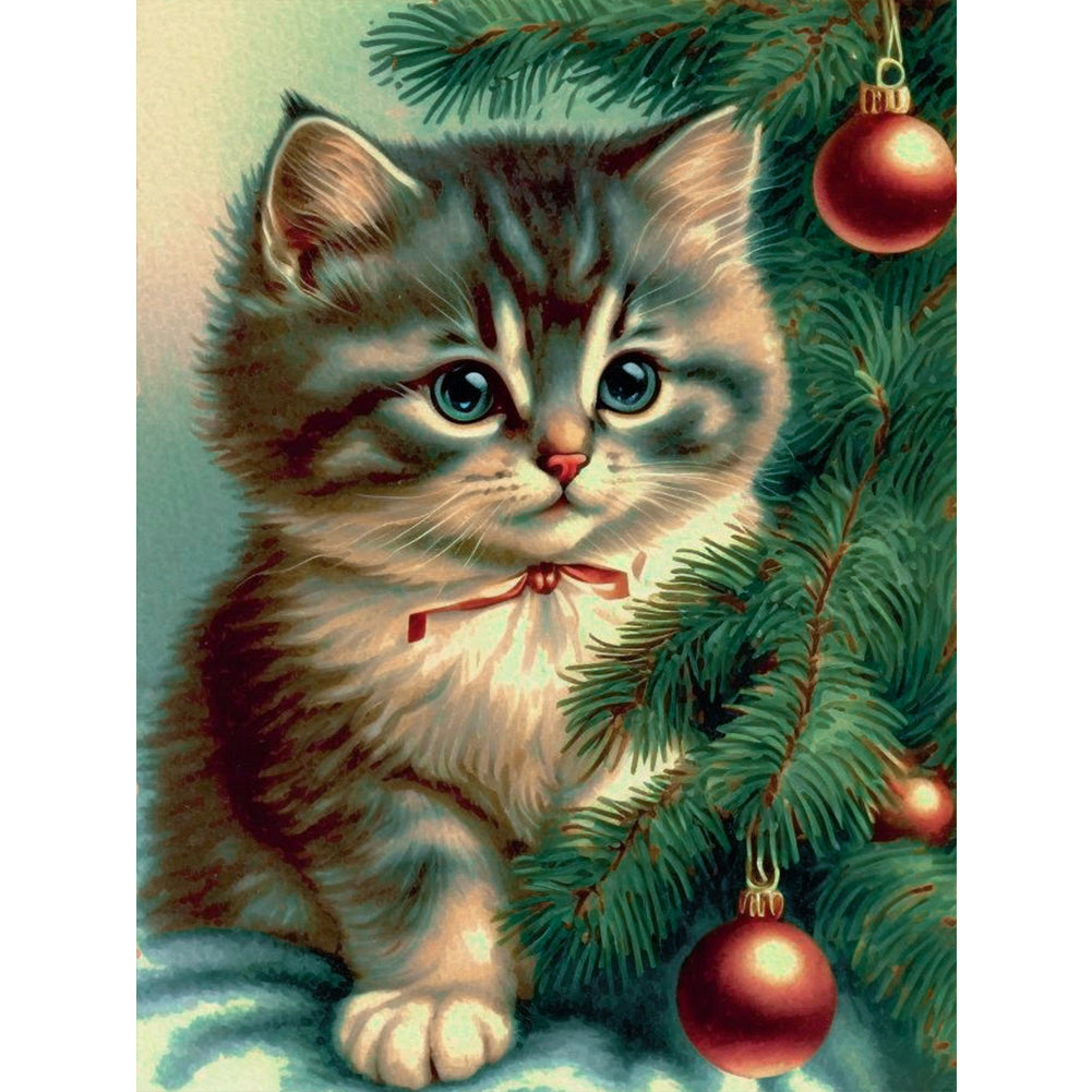 Christmas Cat - 11CT Stamped Cross Stitch 40*55CM