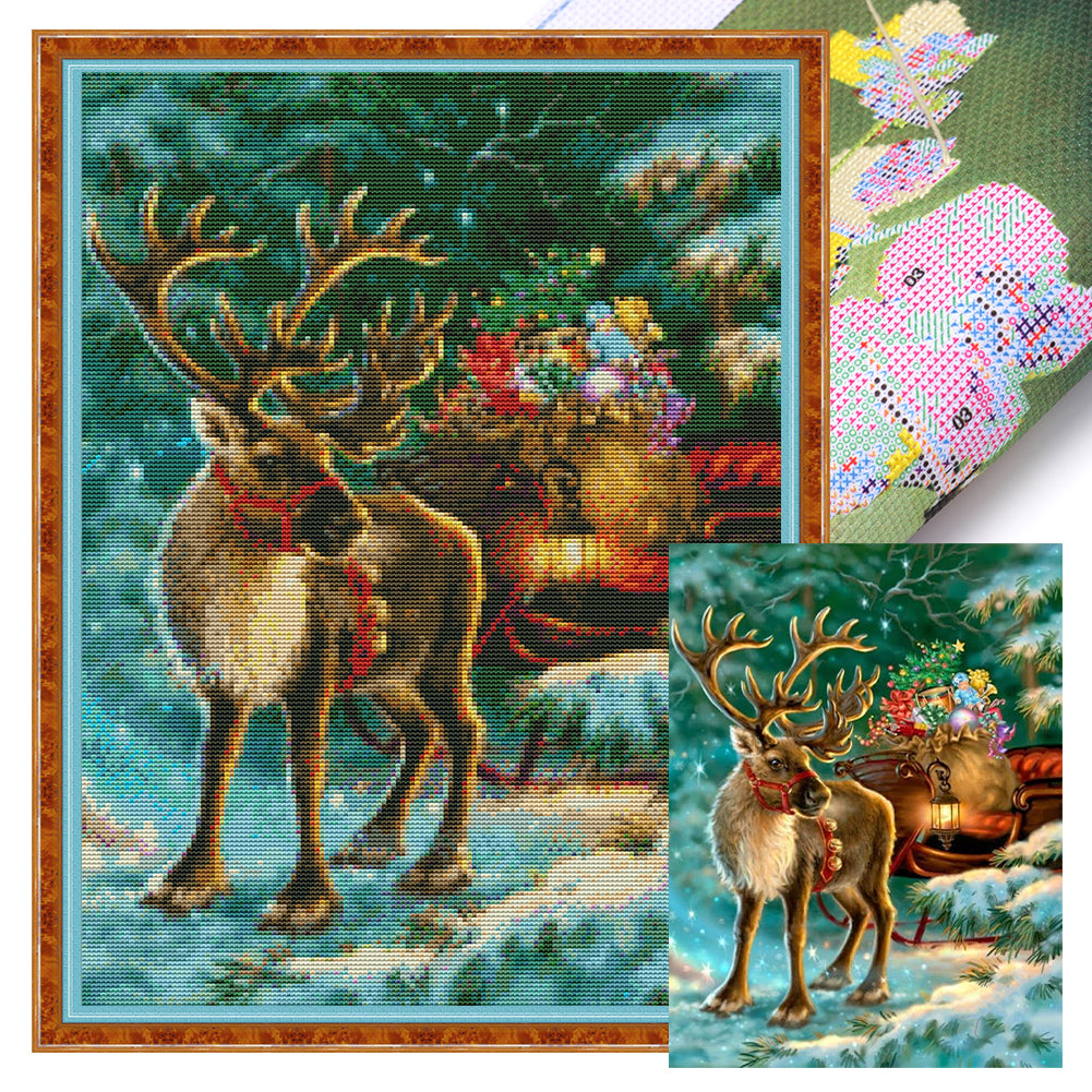 Christmas Elk - 11CT Stamped Cross Stitch 40*55CM