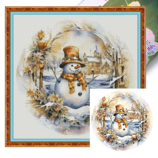 Snowman - 18CT Stamped Cross Stitch 30*30CM