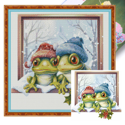 Christmas Frog - 18CT Stamped Cross Stitch 30*30CM