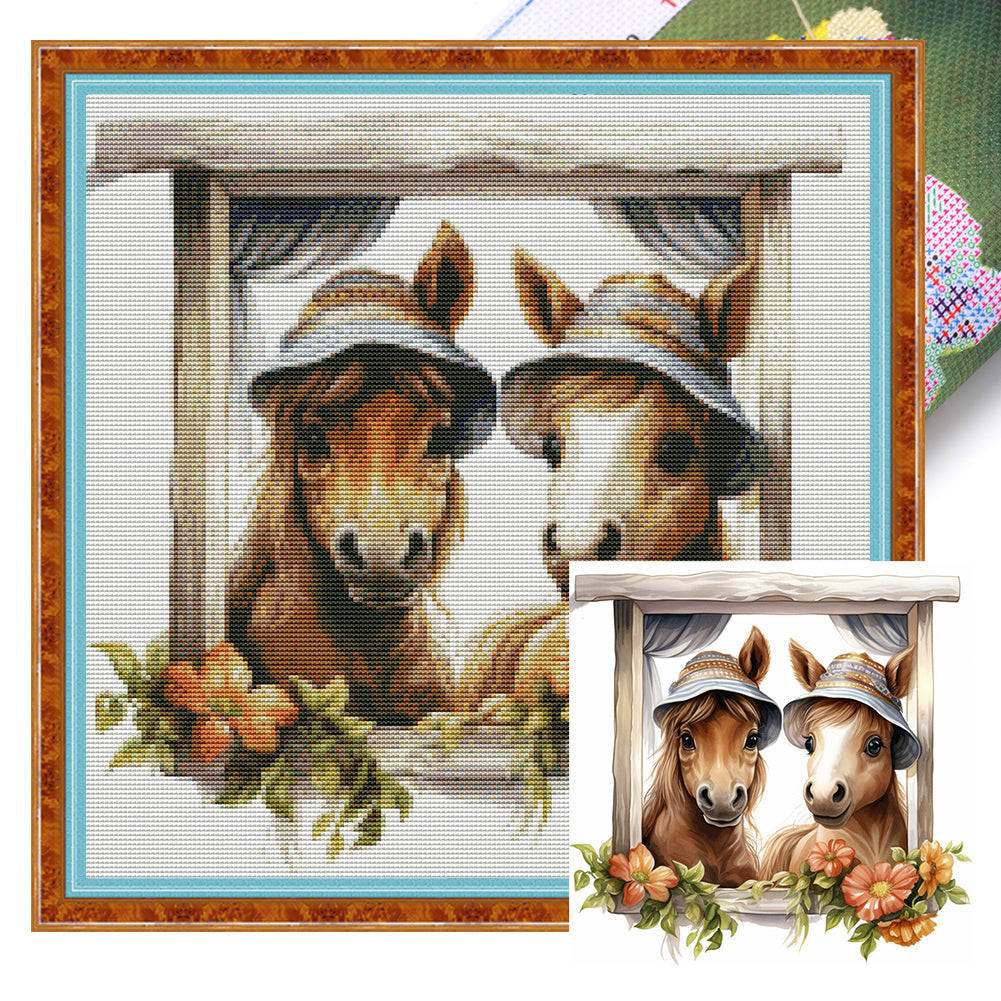 Christmas Horse - 18CT Stamped Cross Stitch 30*30CM