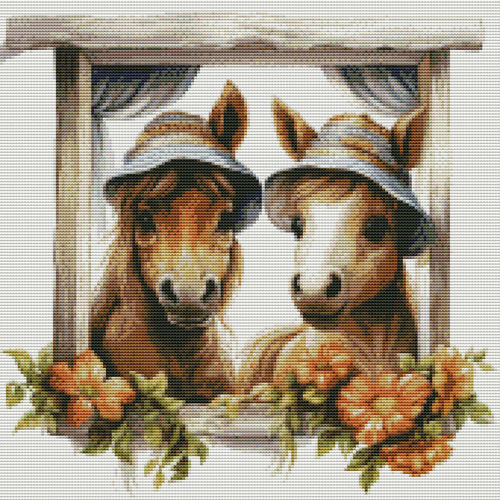 Christmas Horse - 18CT Stamped Cross Stitch 30*30CM