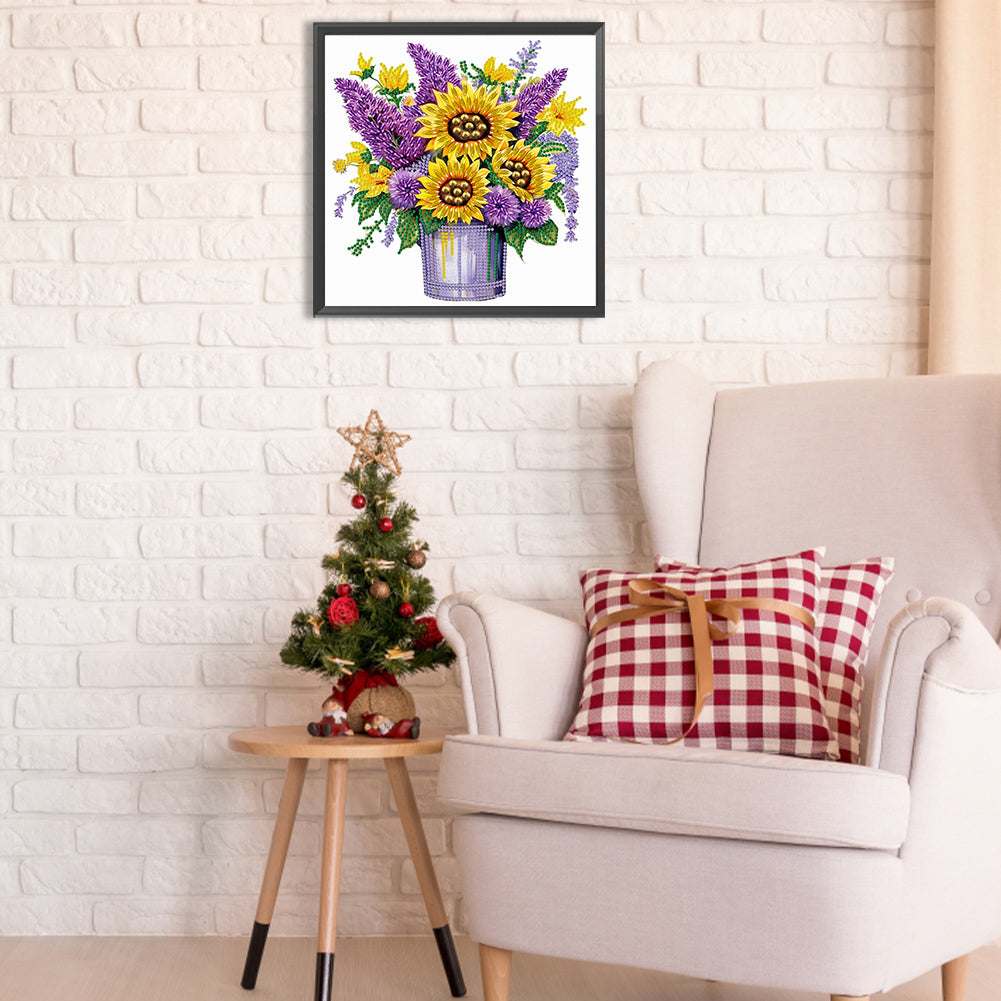 Sunflower Lavender - Special Shaped Drill Diamond Painting 30*30CM