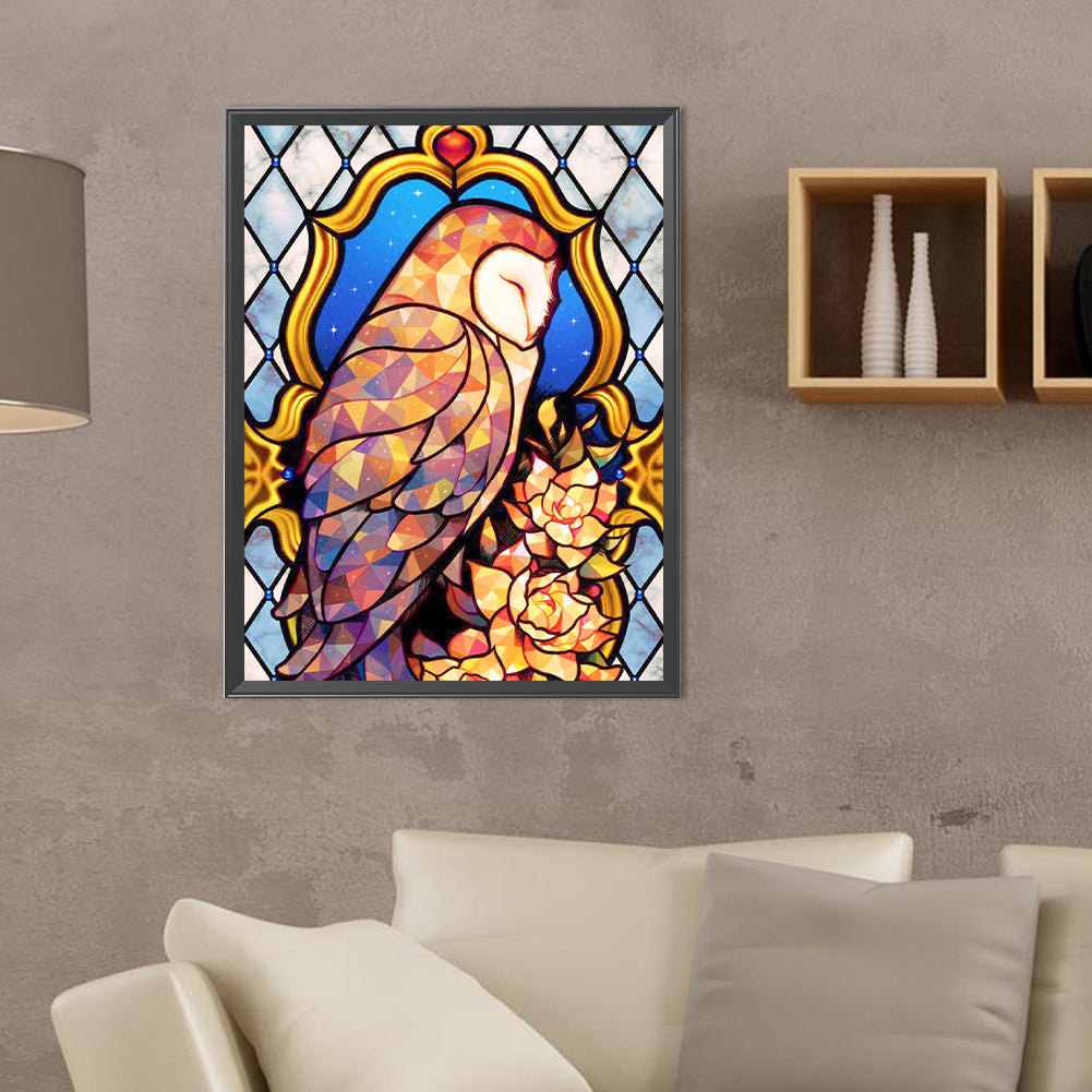 Golden Flower And Owl - Full Round Drill Diamond Painting 30*40CM