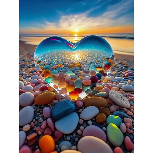 Dream Beach Love Stone - Full Round Drill Diamond Painting 30*40CM