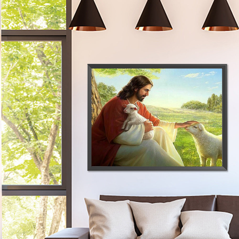 Jesus And Lamb - Full Square Drill Diamond Painting 40*30CM