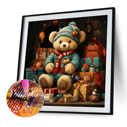 Christmas Gift Bear - Full Round AB Drill Diamond Painting 40*40CM