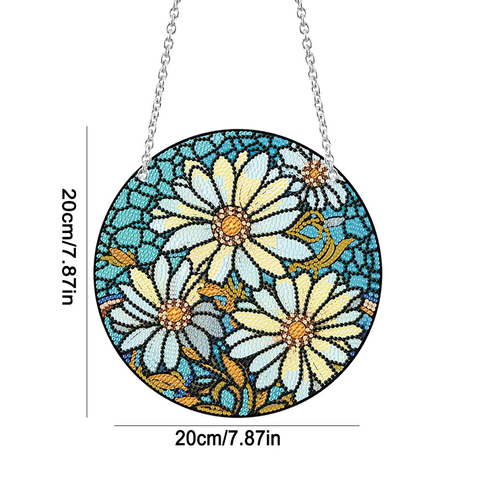 Acrylic Daisy Single-Sided Diamond Art Hanging Pendant for Home Decor 20x20cm