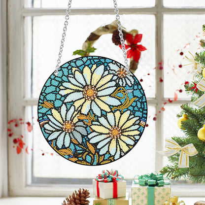 Acrylic Daisy Single-Sided Diamond Art Hanging Pendant for Home Decor 20x20cm