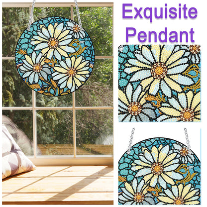 Acrylic Daisy Single-Sided Diamond Art Hanging Pendant for Home Decor 20x20cm