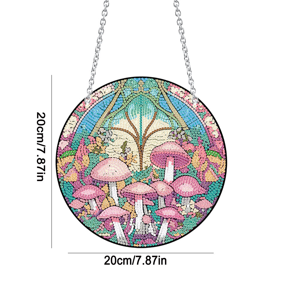 Acrylic Mushroom Round Crystal Hanging Home Wall Decor for Adults 20x20cm (#2)