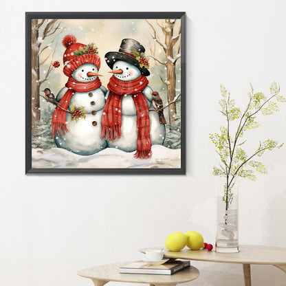 Winter Snowman - Full Round Drill Diamond Painting 30*30CM