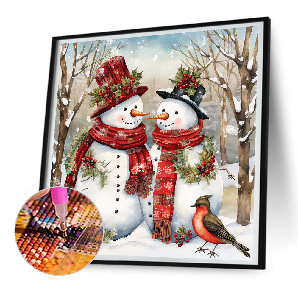 Winter Snowman - Full Round Drill Diamond Painting 30*30CM