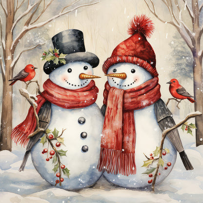 Winter Snowman - Full Round Drill Diamond Painting 30*30CM