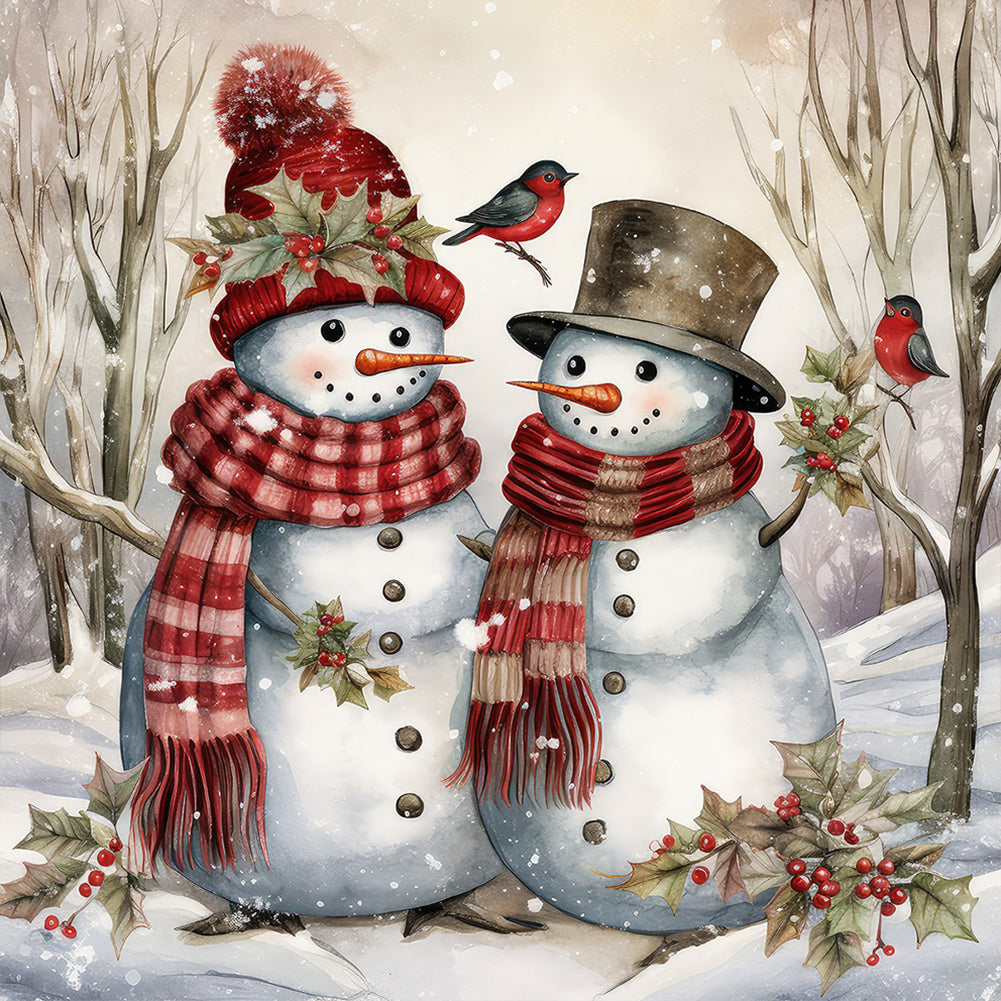 Winter Snowman - Full Round Drill Diamond Painting 30*30CM