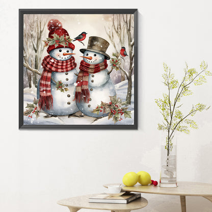 Winter Snowman - Full Round Drill Diamond Painting 30*30CM