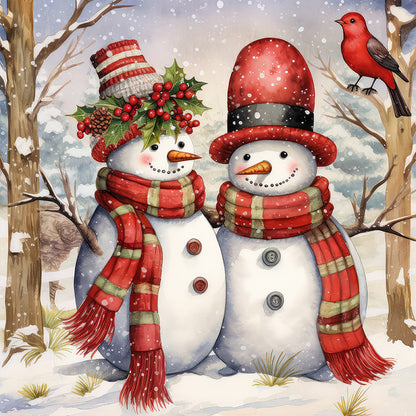 Winter Snowman - Full Round Drill Diamond Painting 30*30CM