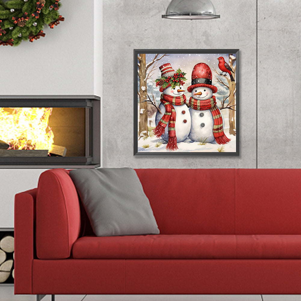 Winter Snowman - Full Round Drill Diamond Painting 30*30CM