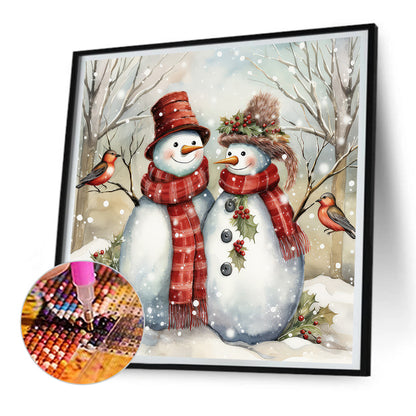 Winter Snowman - Full Round Drill Diamond Painting 30*30CM