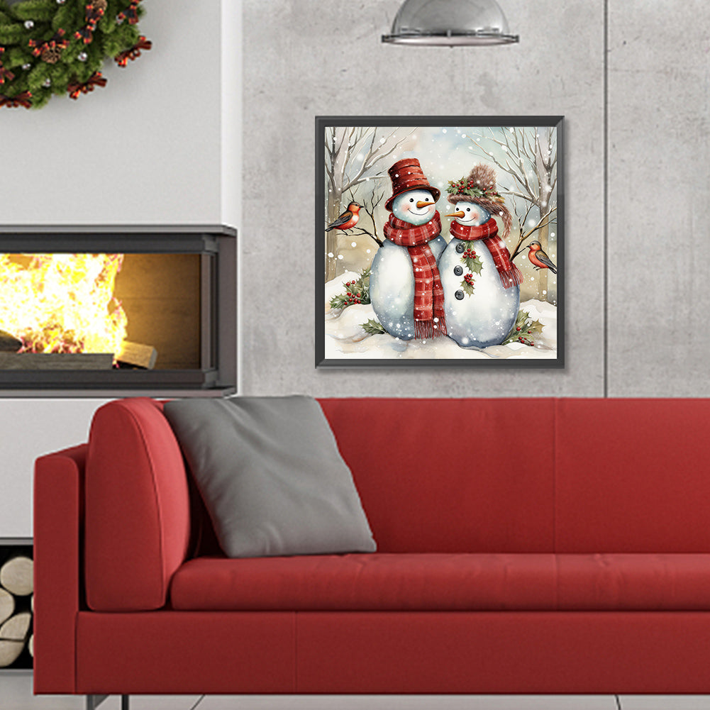 Winter Snowman - Full Round Drill Diamond Painting 30*30CM