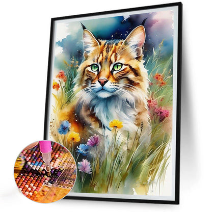 Forest Cat - Full Round Drill Diamond Painting 30*40CM